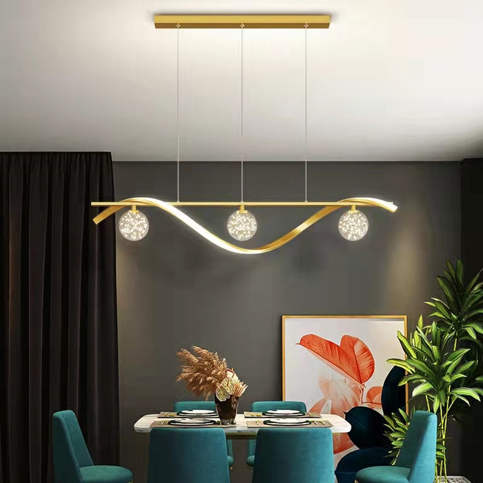 Lámpara de techo moderna con bola de cristal de estilo conciso para comedor, luz de mostrador de barra de lujo