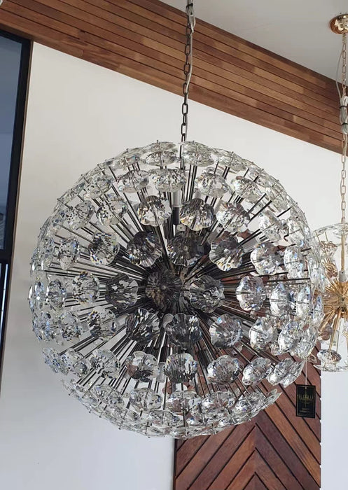 Iluminación de techo de bola de araña de cristal redonda para escalera o comedor 