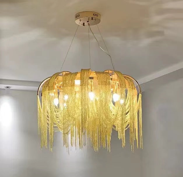 Luxury Chain Tassel Chandelier Elegant Living /Dining Ceiling Light Fixture