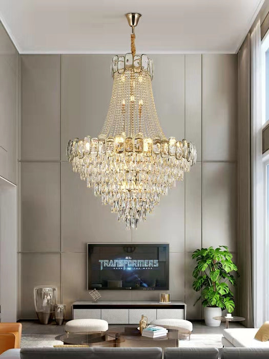 Extra Length D47.2"*H66.1" Modern Gorgerous Foyer Staircase Chandelier Luxury K9 Crystal Ceiling Light For Living Room Hallway Entrance