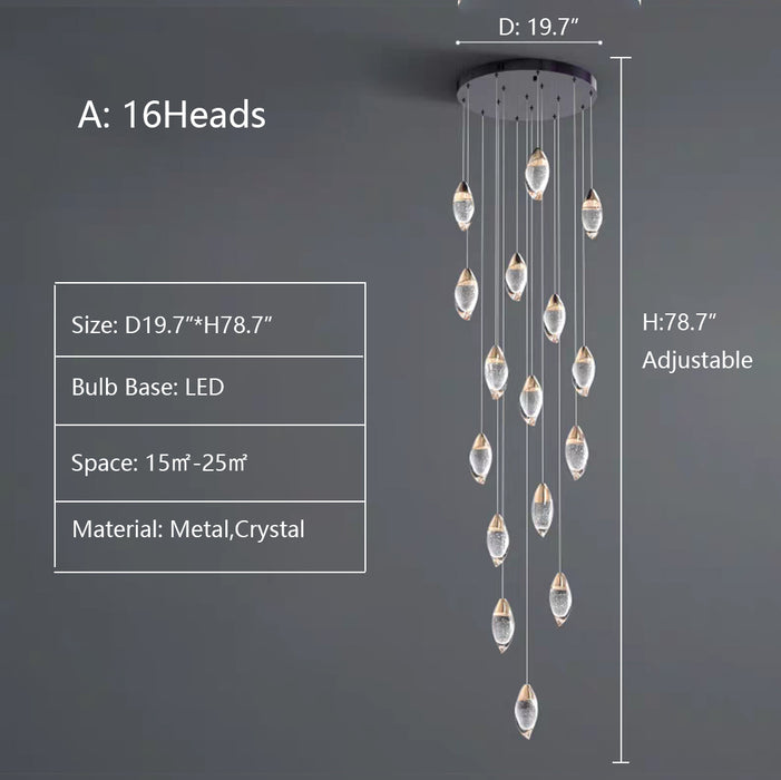 D19.7"*H78.7" chandelier,chandeliers,mango shape,crystal,air bubble,pendant,extra large,large,big,huge,oversize