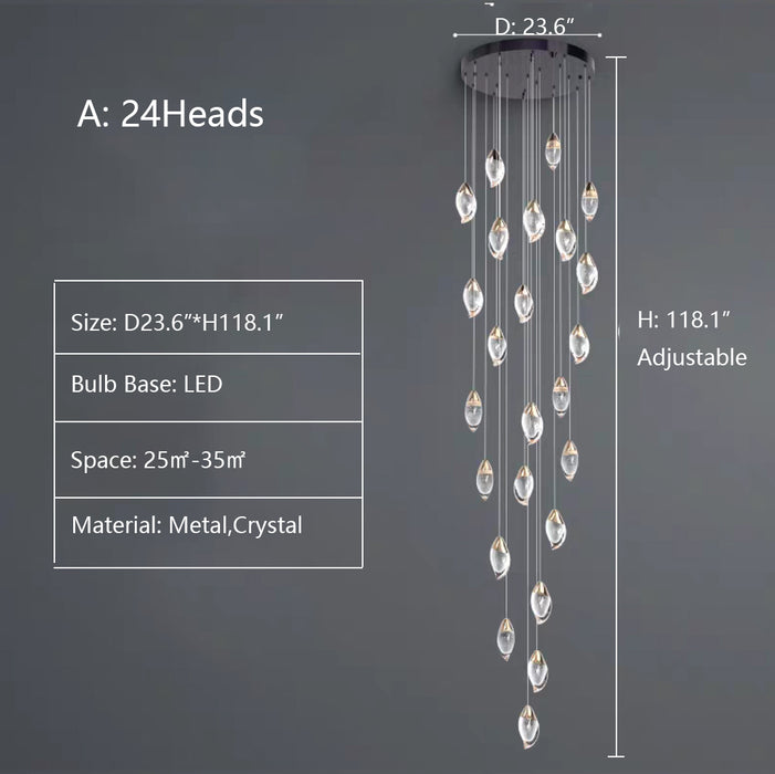 D23.6"*H118.1" chandelier,chandeliers,mango shape,crystal,air bubble,pendant,extra large,large,big,huge,oversize
