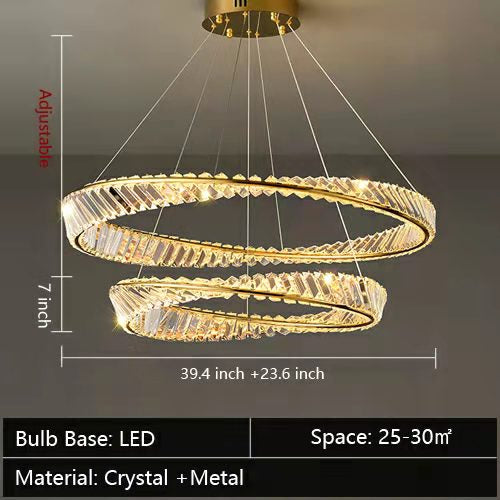 Lámpara de techo con anillo de cristal, lámpara de techo para salón/comedor de lujo, luz para dormitorio