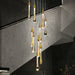Extra Length Customization 48 Lights/ D39.4" Foyer Crystal Drops Pendant Chandelier Spiral Staircase High Ceiling Light Fixture In Gold Finish for 2 Story Foyer Lobby Hotel