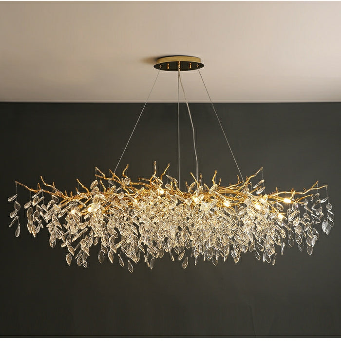 Affordable New French Style Branch Beautiful Trendy Crystal Chandelier Crystal Leaves Ceiling Light Fixture