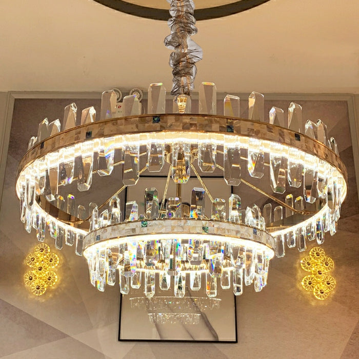 Lampadario di cristallo rotondo K9 a prezzi accessibili Illuminazione per soggiorno Lampada a sospensione moderna rettangolare per tavolo da pranzo