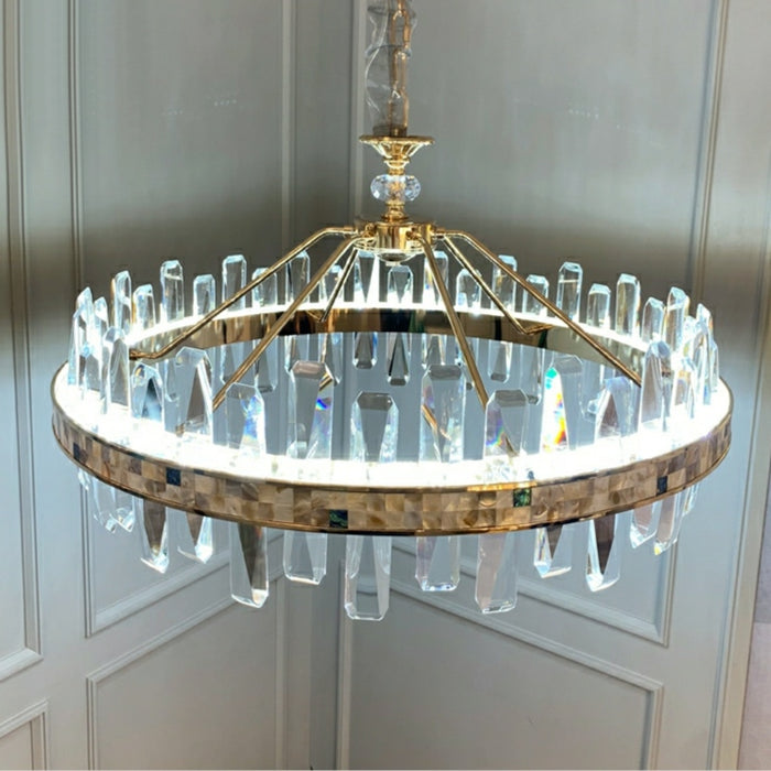 Lámpara de araña de cristal K9 redonda asequible para sala de estar lámpara colgante rectangular moderna para mesa de comedor