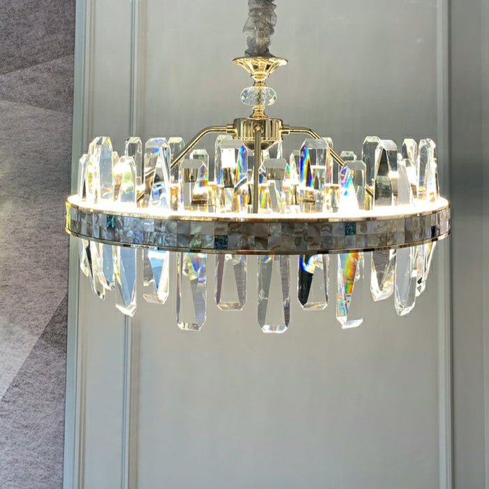 Lampadario di cristallo rotondo K9 a prezzi accessibili Illuminazione per soggiorno Lampada a sospensione moderna rettangolare per tavolo da pranzo