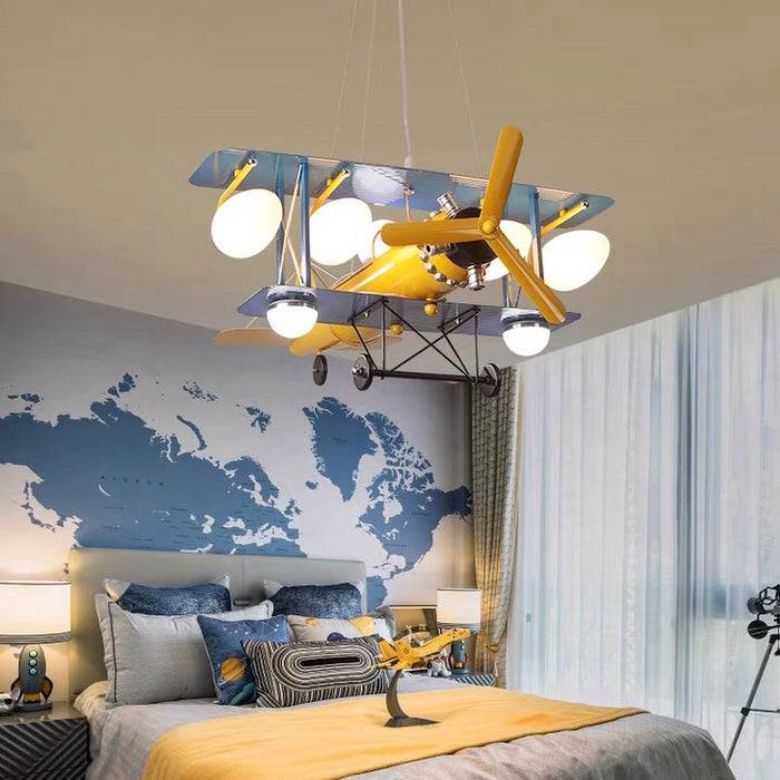 Airplane Ceiling Lamp Kids’ Bedroom Chandelier Creative Baby Boy’s Modeling Light