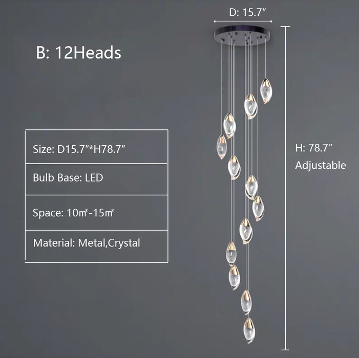 D15.7"*H78.7" chandelier,chandeliers,mango shape,crystal,air bubble,pendant,extra large,large,big,huge,oversize