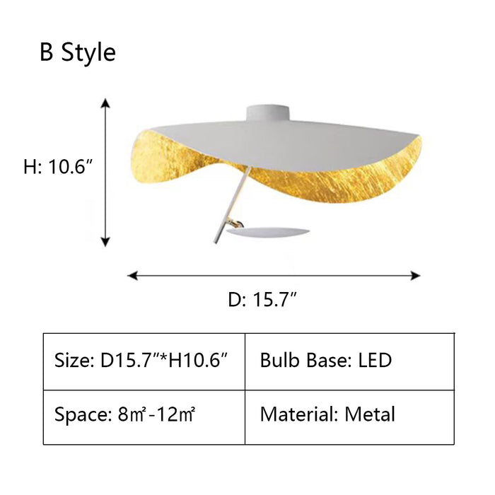 B Style: D15.7"*H10.6" chandelier,chandeliers,gold,luxury,mushroom,hat,ceiling,flush mount,black,led,dining room,living room,huge,large,big,round,Lederam Manta Pendant