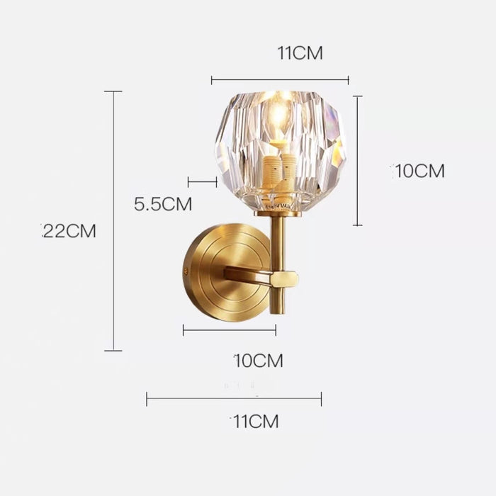 Luxury K9 Crystal Wall lamp Modern Pure Copper /Brass Bedroom Night Light Staircases Decoration Lamps