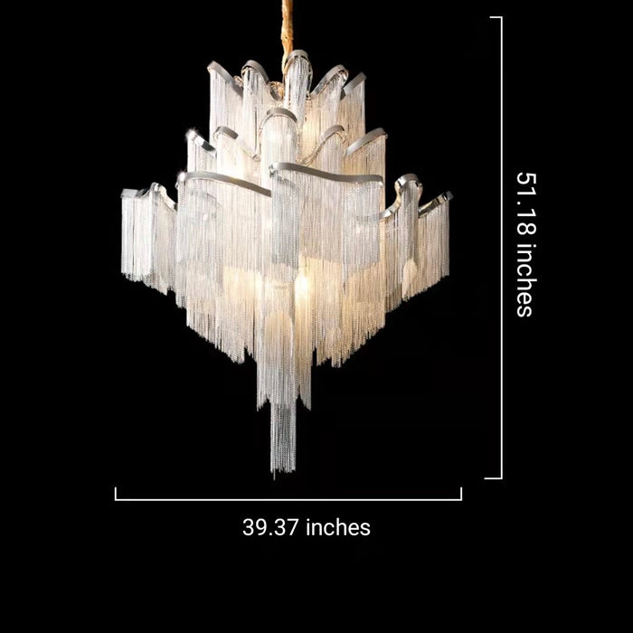 Lampadario a catena di lusso con nappa Lampadario romantico in stile italiano per soggiorno Lampada da soffitto moderna per scale Decorazione luce