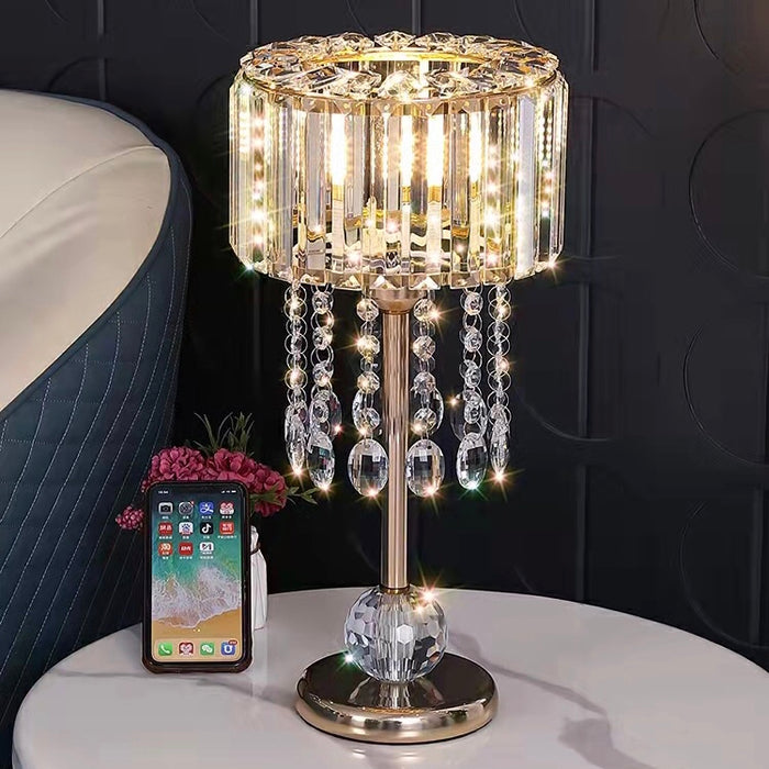 Lámpara de mesa de cristal de estilo conciso, luz de noche dorada de lujo, mobiliario moderno, lámpara de noche para Decoración