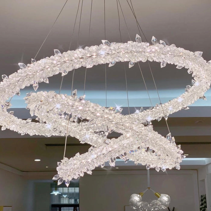 Lampadari di cristallo Bling Bling Princess Ring Plafoniere moderne per la camera da letto o il soggiorno delle ragazze