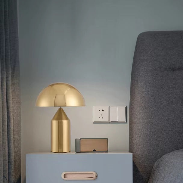 Lámpara de mesa de latón bruñido, lámparas de mesita de noche de diseño moderno de mediados de siglo para dormitorio 