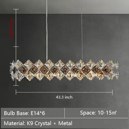 Lampadario di cristallo prismatico per la plafoniera della sala da pranzo del soggiorno