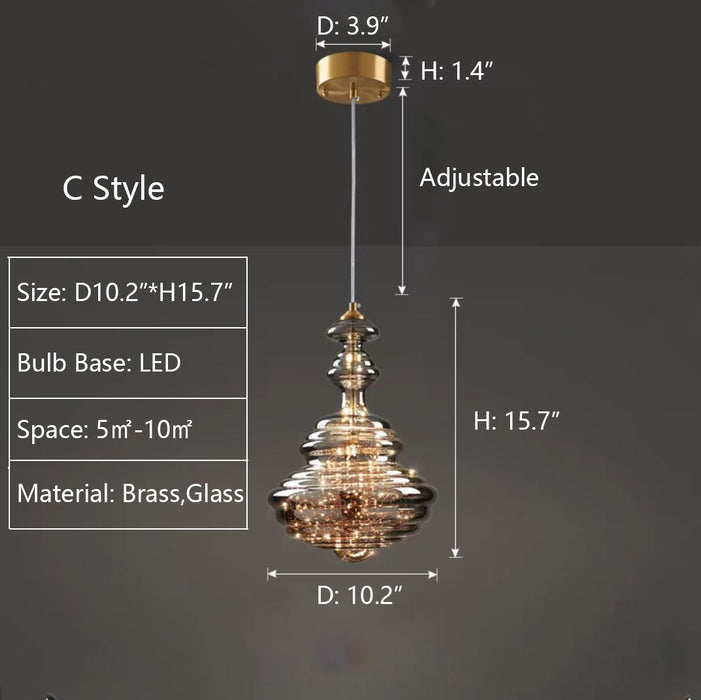 C: D10.2"*H15.7" pendant,chandelier,chandeliers,glass,brass,star,art,designer recommended,dining table,kitchen island,bar,dining bar
