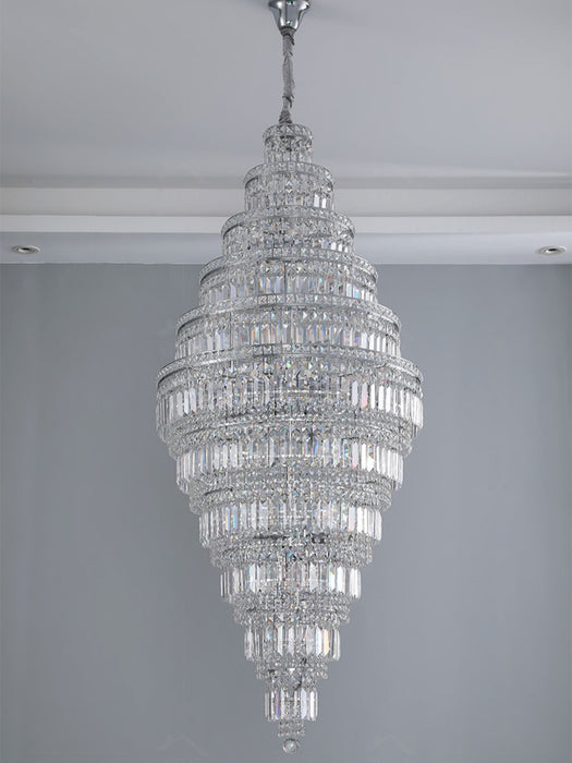Chrome Extra Large Crystal Chandelier for Foyer Staircase Living Room Entrance Ceiling Light Fixture In Silver Customer review