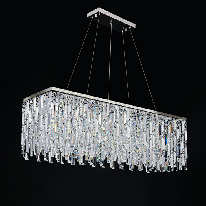 Chrome/ Silver Decorative Kitchen Island Lighting Crystal Rectangle Chandelier For Long Dining Table Round Pendant Light Fixture For Living Room