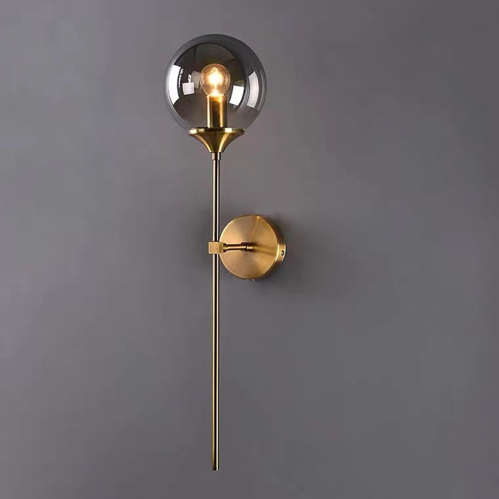 Clear Glass 1 - Light Wall Light Dimmable Natural Brass Wall Sconces