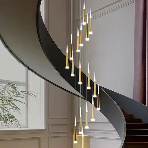 Extra Length Customization Spiral Meteor Staircase Chandelier Modern Style Ceiling Light Living Room Hotel Lighting Fixture