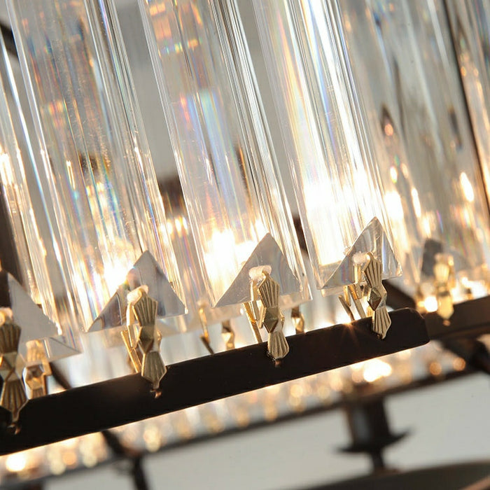 Lámpara de techo decorativa de cristal de 6/8/10/12 luces, lámpara de isla de prisma Triangular, pantalla de Metal para sala de estar