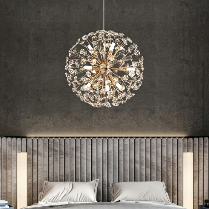 Decorative Crystal Ball Dandelion Chandelier Round Ceiling Pendant Light Fixture D50cm