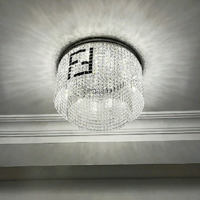 Designer Style Crystal Chandelier Elegant Round Ceiling Lighting Fixture for Living/ Dining Room