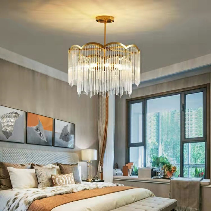 Elegant Lighting Chandelier Linear Crystal Lamp For Living/ Dining Room