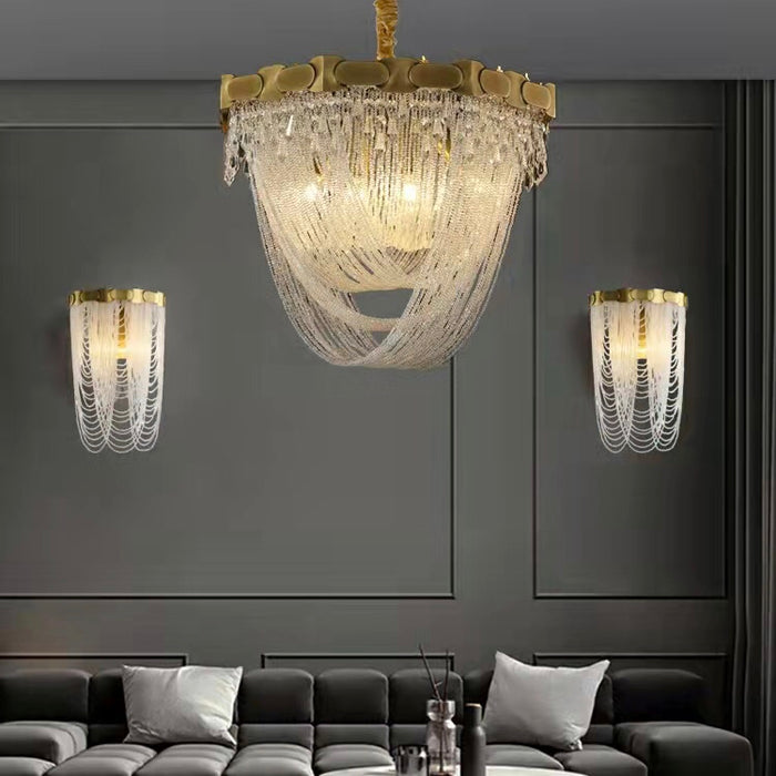 Luxury Pure Copper Chandelier Elegant K9 Crystal Living Room Light Modern Brass Dining Hall Ceiling Lamp