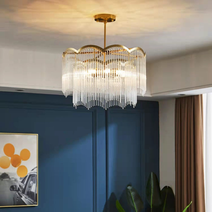 Lámpara de iluminación elegante, lámpara de cristal lineal para sala de estar/comedor