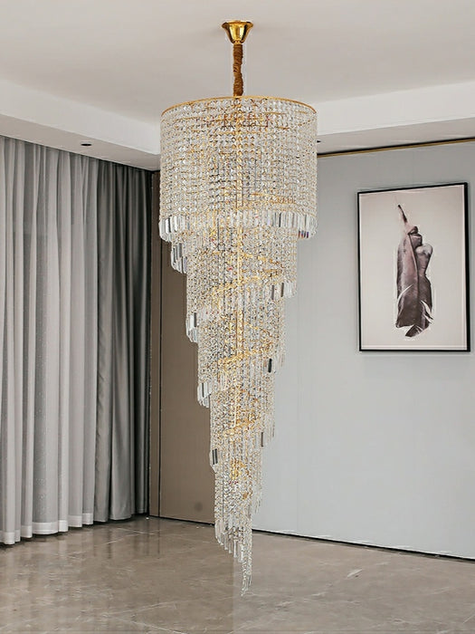 Elegant Foyer Hall Chandelier Long Crystal Ceiling Light Fixture For Living Room Entryway Staircase