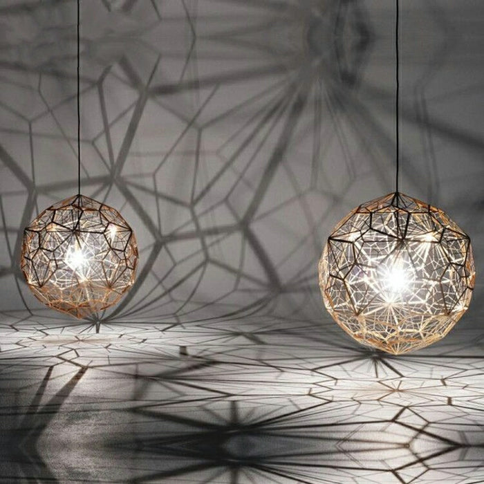 Elegante lámpara colgante geométrica texturizada de 1 luz de diseño italiano con bombillas, lámpara de techo con forma de bola de diamante en acabado dorado