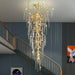 Extra Large Brass Tree Branch LED Chandelier Crystal Bar Drops Ceiling Light Fixture For Foyer Living Room Hall