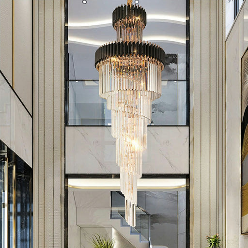 Extra Large Vertical Long Crystal Foyer Hallway Chandelier