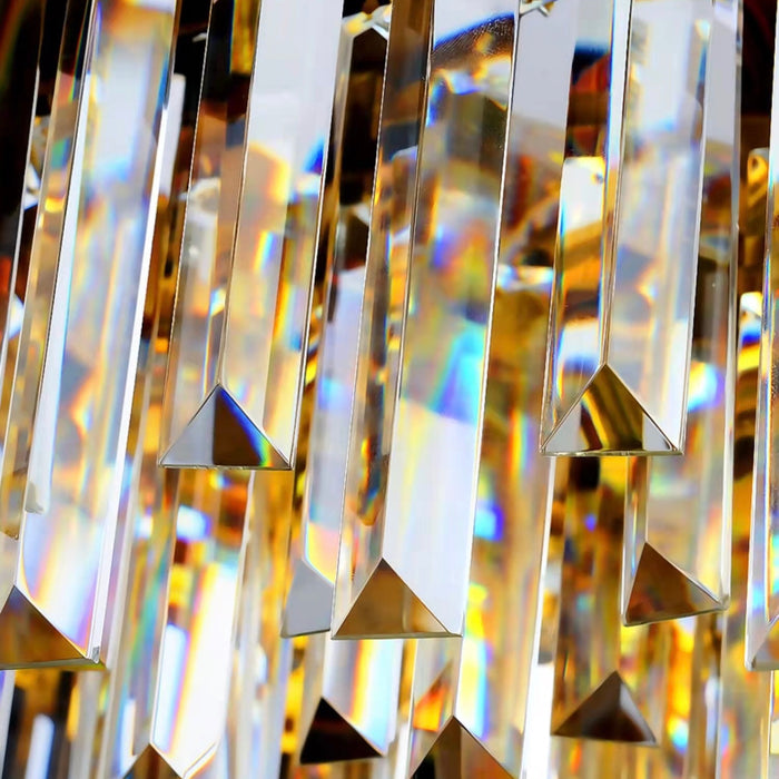 Lampadario di cristallo moderno rotondo dorato