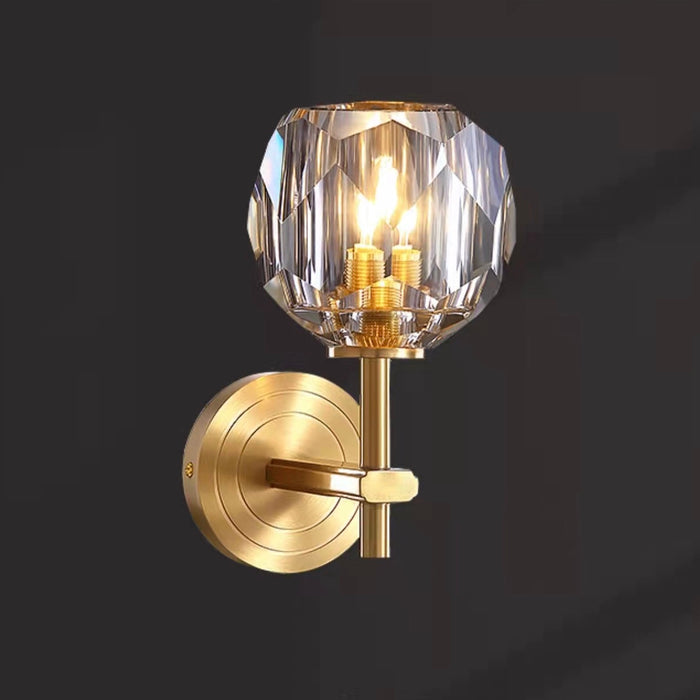 Lampada da parete in cristallo K9 di lusso Lampade decorative per scale moderne in rame puro / ottone per camera da letto
