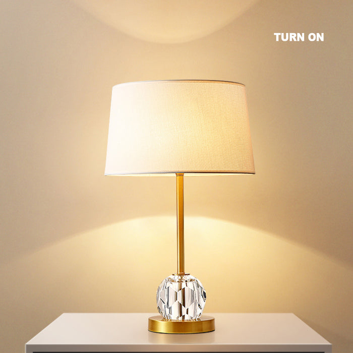 Lámpara de mesa redonda moderna del buffet de la sombra de la tela para la sala de estar o el dormitorio 