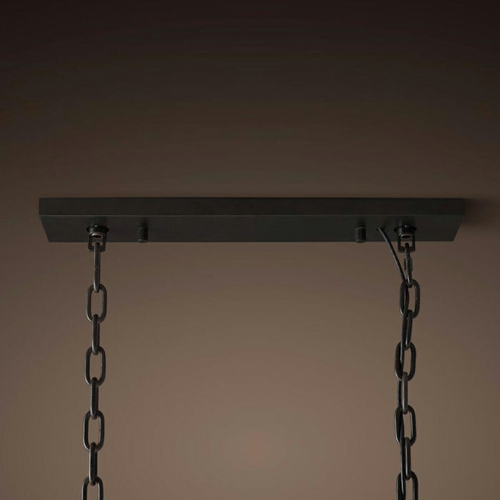Lámpara de araña de cristal de isla de cocina de moda en acabado negro/gris ahumado Luz colgante de cadena rectangular de dos niveles/lámpara para mesa de comedor larga