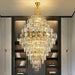 Fashion Large Staircase Chandelier For Foyer Living Room Entrance Crystal Ceiling Light Fixture In Gold Finish