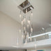 Foyer Staircase Chrome Ceiling Light Fixture Silver Crystal Pendant Chandelier For Hallway Entrance