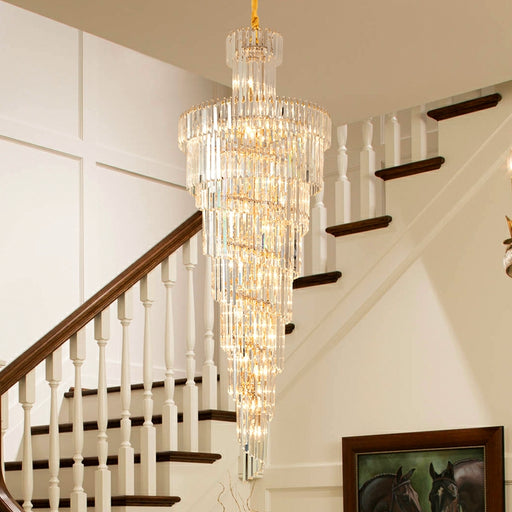 LYFAIRS D39.4"*H236.2"/ 58 Lights Stunning Extra Large Foyer Spiral Chandelier Long Crystal Ceiling Lighting For  Staircase