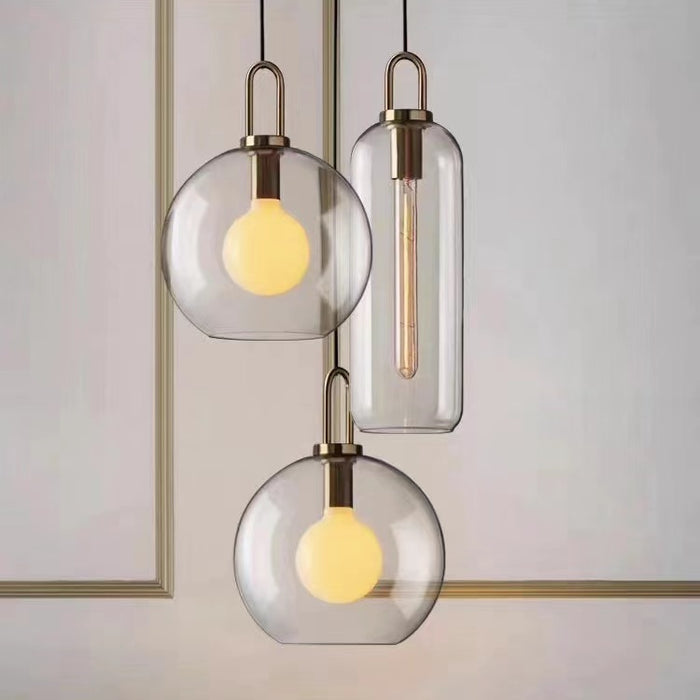 Clear Globes Glass 3 Light Pendant Hanging Ceiling Light for Dining Room