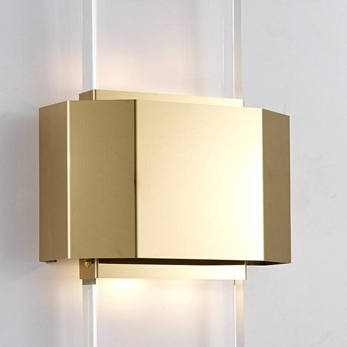 Gold Modern Living Room Wall Lights Rectangle Crystal Wall Lamps For Hotel Decor