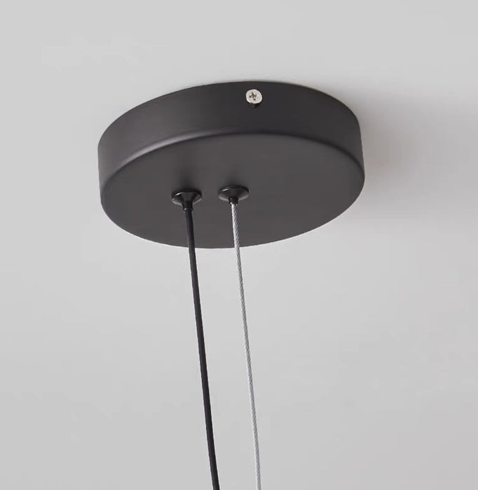 Oversized Minimalist Black Iron Ring Glass Light Chandelier for Living/Dining Room