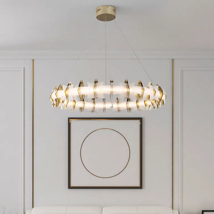Nordic Artistic Trendy Acrylic Geometric Circle Chandelier for Bedroom/Living Room