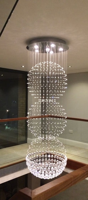 Lampadario di cristallo a soffitto moderno extra large a tre sfere per scale/grande foyer, soggiorno