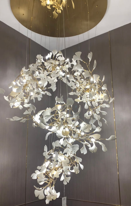 Lámpara de cerámica con flor de hoja de Ginkgo para vestíbulo/escalera/pasillo