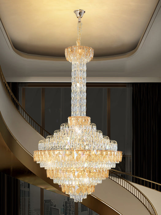 Lámpara de araña extragrande de cristal estilo imperio de varios niveles para pasillo/vestíbulo/escalera grande